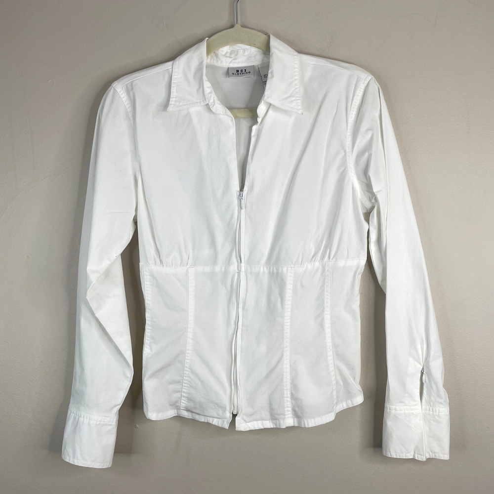 Vintage Y2K Empire Waist Zip Top Small Urban Chic Crisp Career Layering Preppy